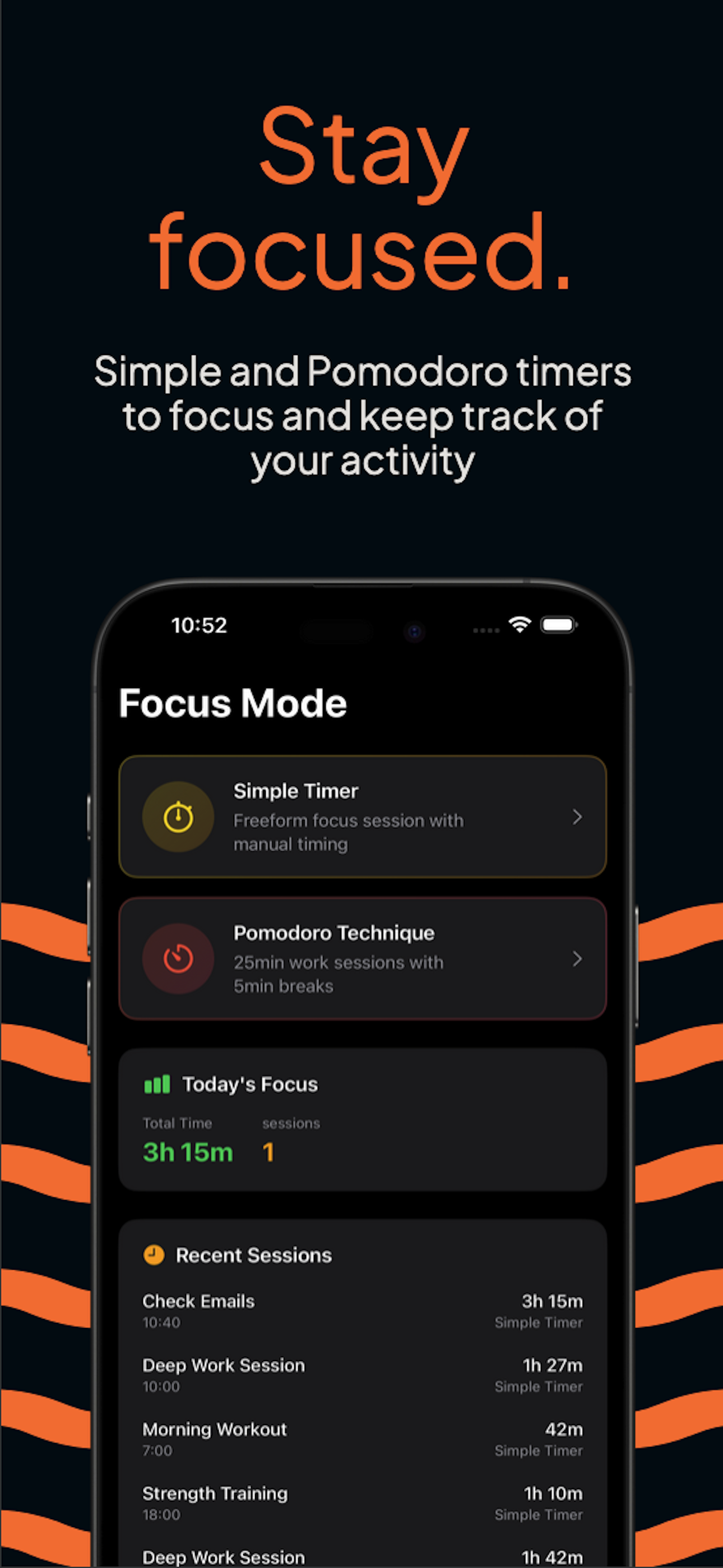 Planning views: day, week, month, year, long-term